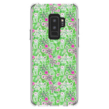 DistinctInk® Clear Shockproof Hybrid Case for Apple iPhone / Samsung Galaxy / Google Pixel - Preppy Pattern - Pink & Green Flowers Floral