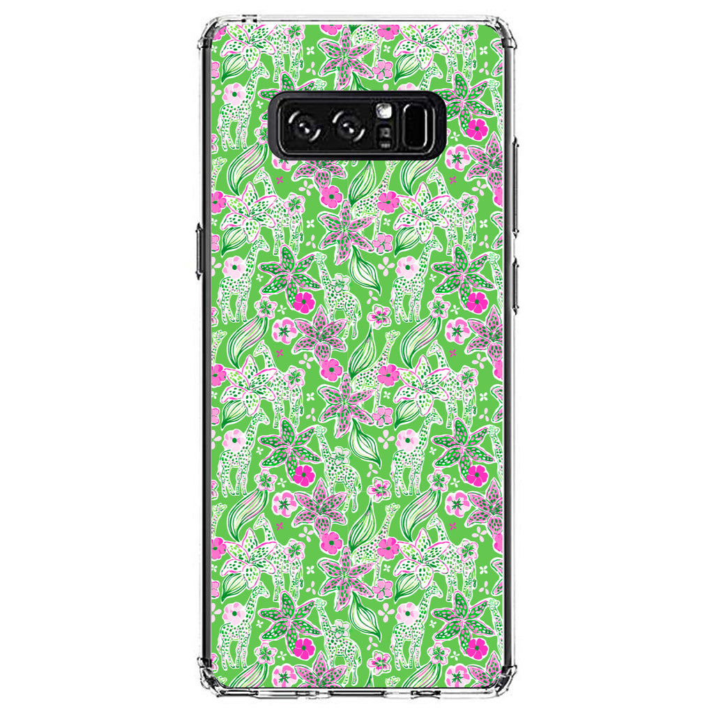 Preppy Pattern, Pink & Green Flowers Floral Clear Shockproof iPhone Case, view 12