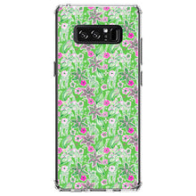 DistinctInk® Clear Shockproof Hybrid Case for Apple iPhone / Samsung Galaxy / Google Pixel - Preppy Pattern - Pink & Green Flowers Floral