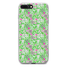 DistinctInk® Clear Shockproof Hybrid Case for Apple iPhone / Samsung Galaxy / Google Pixel - Preppy Pattern - Pink & Green Flowers Floral