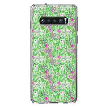 DistinctInk® Clear Shockproof Hybrid Case for Apple iPhone / Samsung Galaxy / Google Pixel - Preppy Pattern - Pink & Green Flowers Floral