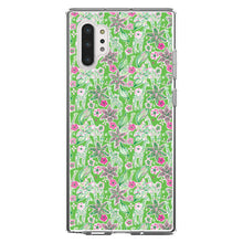 DistinctInk® Clear Shockproof Hybrid Case for Apple iPhone / Samsung Galaxy / Google Pixel - Preppy Pattern - Pink & Green Flowers Floral