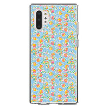 DistinctInk® Clear Shockproof Hybrid Case for Apple iPhone / Samsung Galaxy / Google Pixel - Preppy Pattern - Orange & Blue Flowers Floral