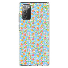 DistinctInk® Clear Shockproof Hybrid Case for Apple iPhone / Samsung Galaxy / Google Pixel - Preppy Pattern - Orange & Blue Flowers Floral