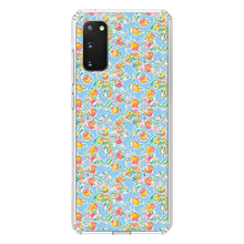 DistinctInk® Clear Shockproof Hybrid Case for Apple iPhone / Samsung Galaxy / Google Pixel - Preppy Pattern - Orange & Blue Flowers Floral