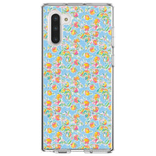 DistinctInk® Clear Shockproof Hybrid Case for Apple iPhone / Samsung Galaxy / Google Pixel - Preppy Pattern - Orange & Blue Flowers Floral