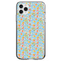Preppy Pattern, Orange & Blue Flowers Floral Clear Shockproof iPhone Case
