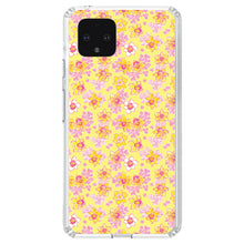 DistinctInk® Clear Shockproof Hybrid Case for Apple iPhone / Samsung Galaxy / Google Pixel - Preppy Pattern - Pink Yellow White Flowers Floral