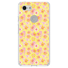 DistinctInk® Clear Shockproof Hybrid Case for Apple iPhone / Samsung Galaxy / Google Pixel - Preppy Pattern - Pink Yellow White Flowers Floral