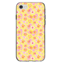 DistinctInk® Clear Shockproof Hybrid Case for Apple iPhone / Samsung Galaxy / Google Pixel - Preppy Pattern - Pink Yellow White Flowers Floral