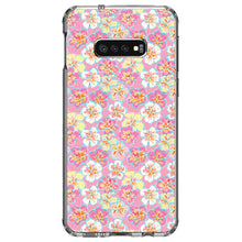 DistinctInk® Clear Shockproof Hybrid Case for Apple iPhone / Samsung Galaxy / Google Pixel - Preppy Pattern - Yellow White Pink Flowers Floral