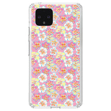 DistinctInk® Clear Shockproof Hybrid Case for Apple iPhone / Samsung Galaxy / Google Pixel - Preppy Pattern - Yellow White Pink Flowers Floral