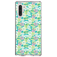 DistinctInk® Clear Shockproof Hybrid Case for Apple iPhone / Samsung Galaxy / Google Pixel - Preppy Pattern - Green Pink White Flowers Floral