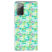 DistinctInk® Clear Shockproof Hybrid Case for Apple iPhone / Samsung Galaxy / Google Pixel - Preppy Pattern - Green Pink White Flowers Floral