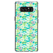DistinctInk® Clear Shockproof Hybrid Case for Apple iPhone / Samsung Galaxy / Google Pixel - Preppy Pattern - Green Pink White Flowers Floral
