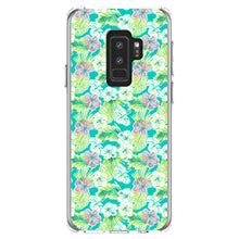 DistinctInk® Clear Shockproof Hybrid Case for Apple iPhone / Samsung Galaxy / Google Pixel - Preppy Pattern - Green Pink White Flowers Floral