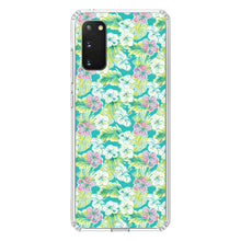 DistinctInk® Clear Shockproof Hybrid Case for Apple iPhone / Samsung Galaxy / Google Pixel - Preppy Pattern - Green Pink White Flowers Floral