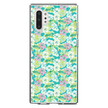 DistinctInk® Clear Shockproof Hybrid Case for Apple iPhone / Samsung Galaxy / Google Pixel - Preppy Pattern - Green Pink White Flowers Floral