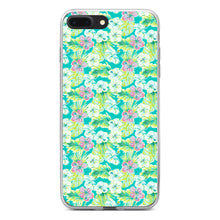 DistinctInk® Clear Shockproof Hybrid Case for Apple iPhone / Samsung Galaxy / Google Pixel - Preppy Pattern - Green Pink White Flowers Floral