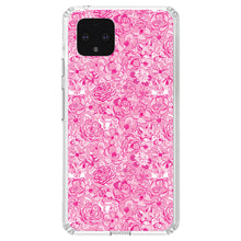 DistinctInk® Clear Shockproof Hybrid Case for Apple iPhone / Samsung Galaxy / Google Pixel - Preppy Pattern - Pink & White Flowers Floral