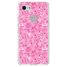 DistinctInk® Clear Shockproof Hybrid Case for Apple iPhone / Samsung Galaxy / Google Pixel - Preppy Pattern - Pink & White Flowers Floral