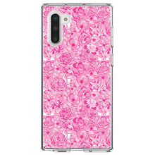 DistinctInk® Clear Shockproof Hybrid Case for Apple iPhone / Samsung Galaxy / Google Pixel - Preppy Pattern - Pink & White Flowers Floral