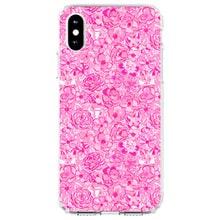 DistinctInk® Clear Shockproof Hybrid Case for Apple iPhone / Samsung Galaxy / Google Pixel - Preppy Pattern - Pink & White Flowers Floral