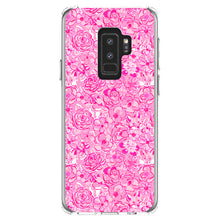 DistinctInk® Clear Shockproof Hybrid Case for Apple iPhone / Samsung Galaxy / Google Pixel - Preppy Pattern - Pink & White Flowers Floral