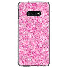 DistinctInk® Clear Shockproof Hybrid Case for Apple iPhone / Samsung Galaxy / Google Pixel - Preppy Pattern - Pink & White Flowers Floral