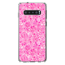 DistinctInk® Clear Shockproof Hybrid Case for Apple iPhone / Samsung Galaxy / Google Pixel - Preppy Pattern - Pink & White Flowers Floral