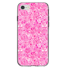 DistinctInk® Clear Shockproof Hybrid Case for Apple iPhone / Samsung Galaxy / Google Pixel - Preppy Pattern - Pink & White Flowers Floral