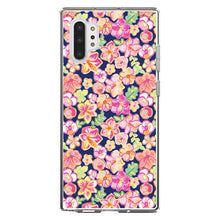DistinctInk® Clear Shockproof Hybrid Case for Apple iPhone / Samsung Galaxy / Google Pixel - Preppy Pattern - Pink Green Navy Flowers Floral