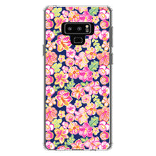 DistinctInk® Clear Shockproof Hybrid Case for Apple iPhone / Samsung Galaxy / Google Pixel - Preppy Pattern - Pink Green Navy Flowers Floral
