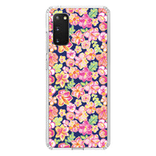 DistinctInk® Clear Shockproof Hybrid Case for Apple iPhone / Samsung Galaxy / Google Pixel - Preppy Pattern - Pink Green Navy Flowers Floral