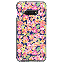 DistinctInk® Clear Shockproof Hybrid Case for Apple iPhone / Samsung Galaxy / Google Pixel - Preppy Pattern - Pink Green Navy Flowers Floral