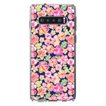 DistinctInk® Clear Shockproof Hybrid Case for Apple iPhone / Samsung Galaxy / Google Pixel - Preppy Pattern - Pink Green Navy Flowers Floral