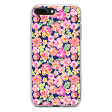 DistinctInk® Clear Shockproof Hybrid Case for Apple iPhone / Samsung Galaxy / Google Pixel - Preppy Pattern - Pink Green Navy Flowers Floral