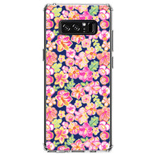 DistinctInk® Clear Shockproof Hybrid Case for Apple iPhone / Samsung Galaxy / Google Pixel - Preppy Pattern - Pink Green Navy Flowers Floral