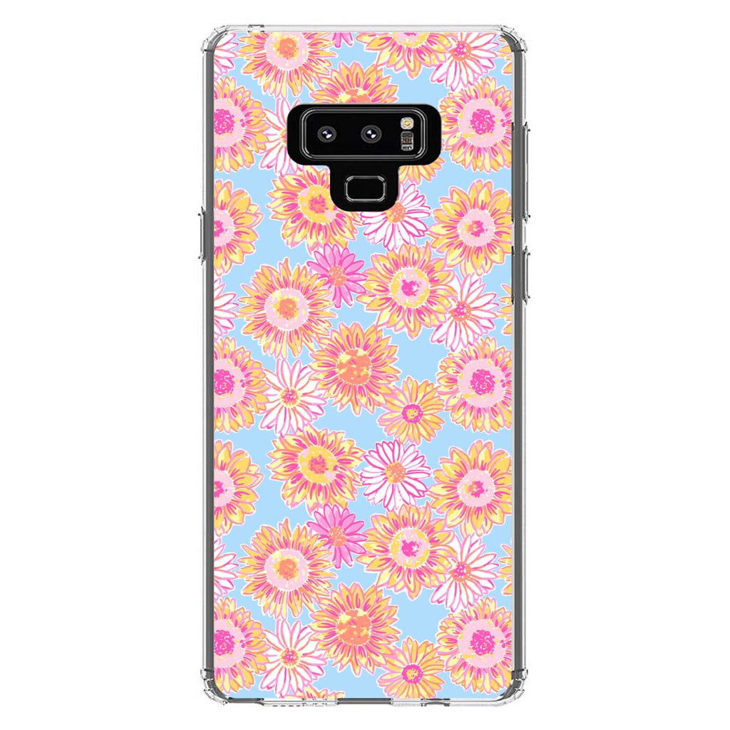 Preppy Pattern, Blue Pink Yellow Flowers Floral Clear Shockproof iPhone Case, view 11