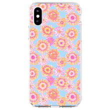 DistinctInk® Clear Shockproof Hybrid Case for Apple iPhone / Samsung Galaxy / Google Pixel - Preppy Pattern - Blue Pink Yellow Flowers Floral