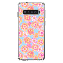 DistinctInk® Clear Shockproof Hybrid Case for Apple iPhone / Samsung Galaxy / Google Pixel - Preppy Pattern - Blue Pink Yellow Flowers Floral