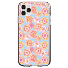 DistinctInk® Clear Shockproof Hybrid Case for Apple iPhone / Samsung Galaxy / Google Pixel - Preppy Pattern - Blue Pink Yellow Flowers Floral