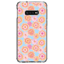 DistinctInk® Clear Shockproof Hybrid Case for Apple iPhone / Samsung Galaxy / Google Pixel - Preppy Pattern - Blue Pink Yellow Flowers Floral