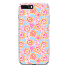 DistinctInk® Clear Shockproof Hybrid Case for Apple iPhone / Samsung Galaxy / Google Pixel - Preppy Pattern - Blue Pink Yellow Flowers Floral