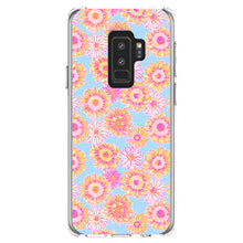 DistinctInk® Clear Shockproof Hybrid Case for Apple iPhone / Samsung Galaxy / Google Pixel - Preppy Pattern - Blue Pink Yellow Flowers Floral