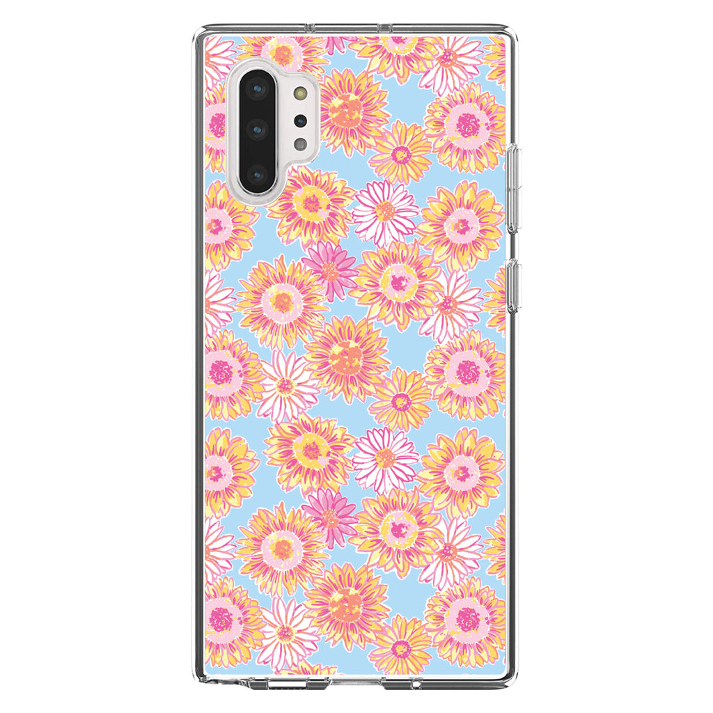 Preppy Pattern, Blue Pink Yellow Flowers Floral Clear Shockproof iPhone Case, view 10