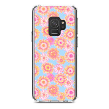 DistinctInk® Clear Shockproof Hybrid Case for Apple iPhone / Samsung Galaxy / Google Pixel - Preppy Pattern - Blue Pink Yellow Flowers Floral