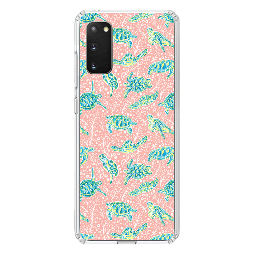 Preppy Pattern, Turtles on Pink Background Clear Shockproof iPhone Case, view 15