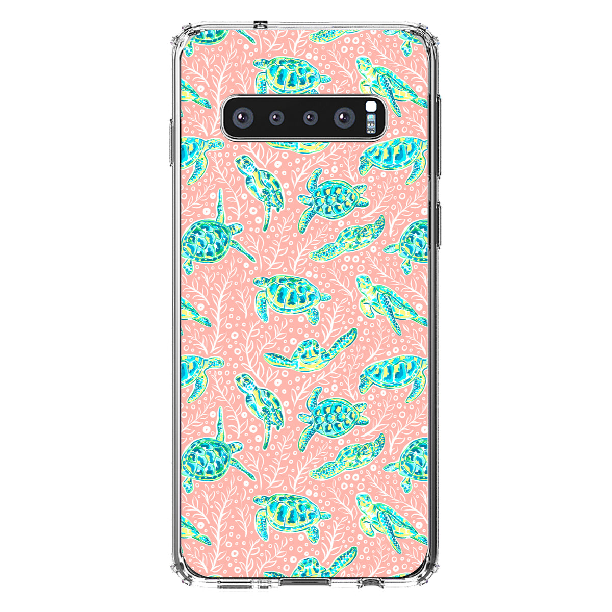 Preppy Pattern, Turtles on Pink Background Clear Shockproof iPhone Case, view 16