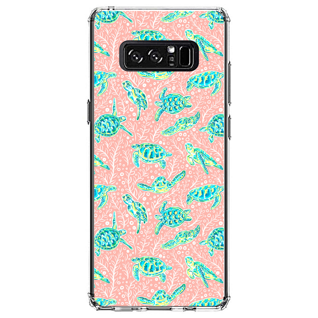 Preppy Pattern, Turtles on Pink Background Clear Shockproof iPhone Case, view 12